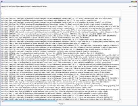 liste des indices CPF mensuels intégrés au logiciel Révision Mac OSX ET PC Windows